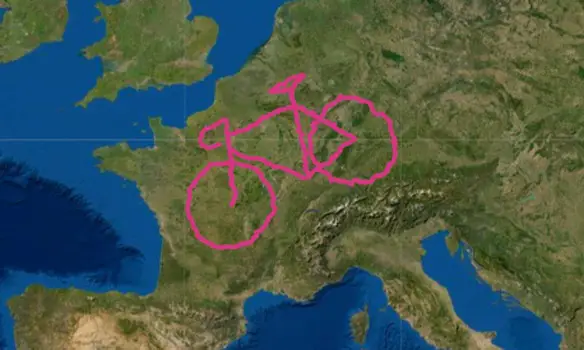 MEDICINA ONLINE Daniel, Arianna ed il loro cane Zola hanno creato il disegno Gps più grande al mondo, con un viaggio in bici attraverso l'Europa lungo 7.237 chilometri